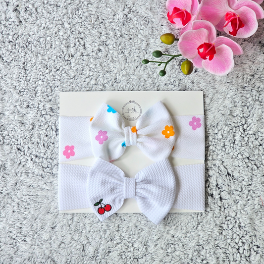 Elastic Headband Sets - Flowers and Cherry